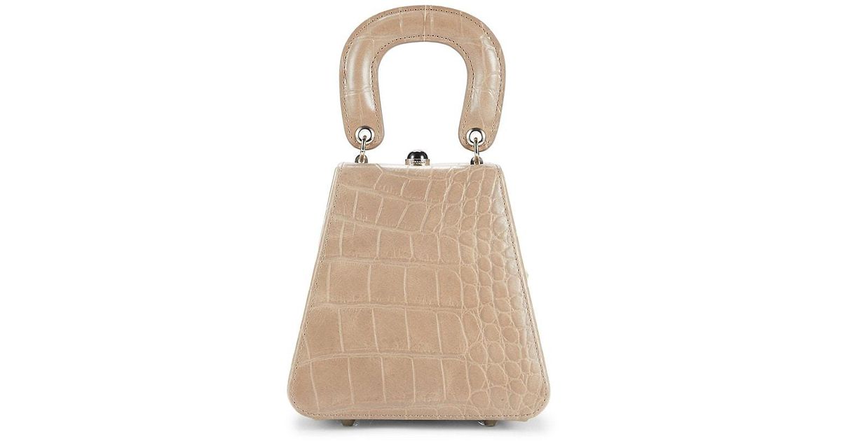 STAUD Kenny Crocembossed Leather Top Handle Bag in Gray Lyst