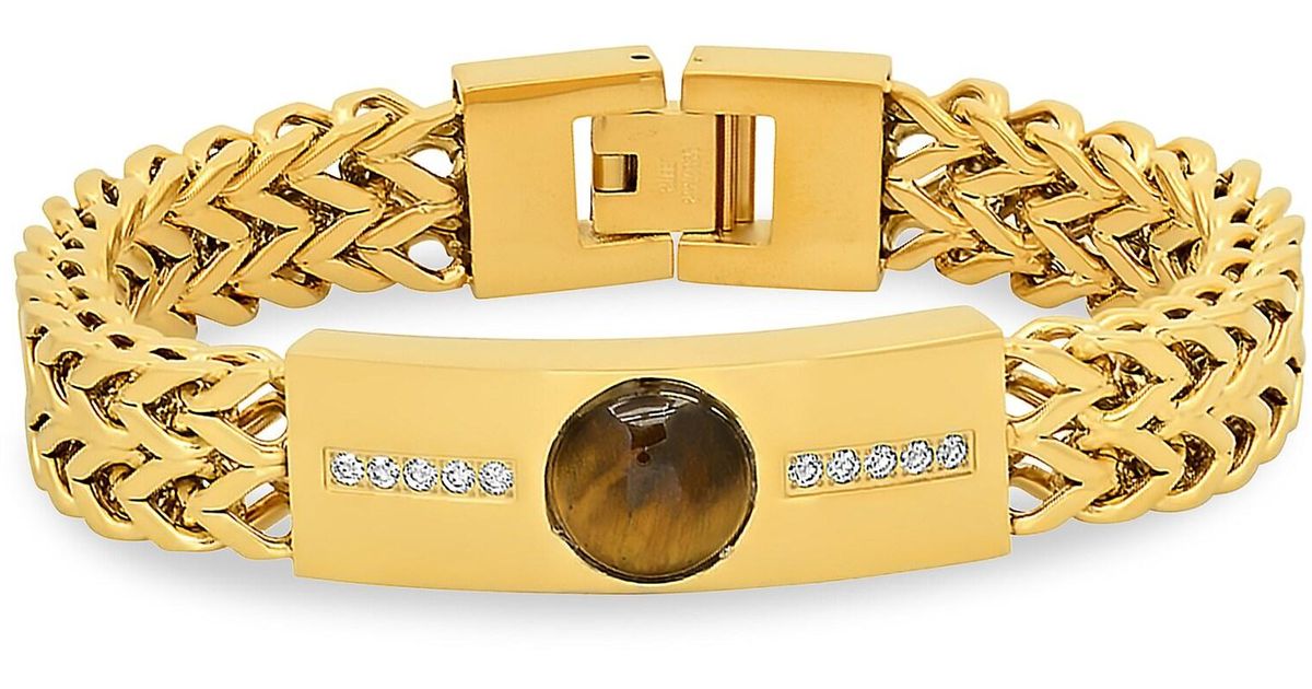 Anthony Jacobs 18k Goldplated Stainless Steel & Simulated Diamond
