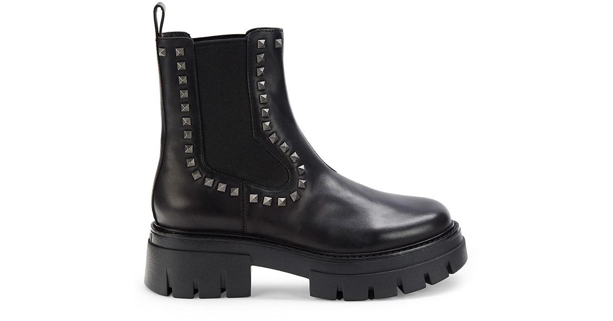 Ash Lenny Studded Leather Chelsea Boots in Black | Lyst UK