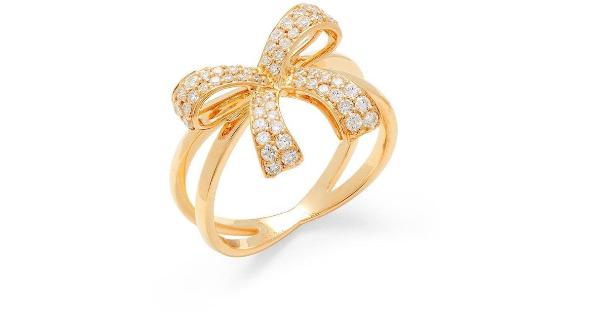 Hueb Romance 18k Yellow Gold & 0.51 Tcw Diamond Bow Crossover Ring in ...