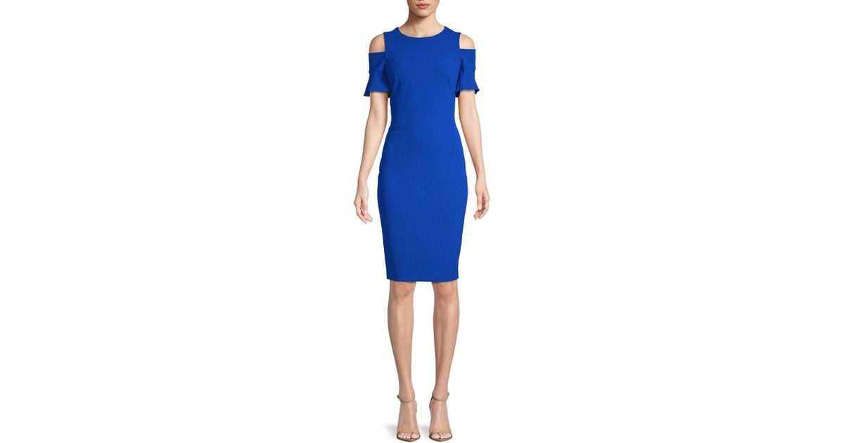 Calvin Klein Cold-shoulder Dress in Blue | Lyst