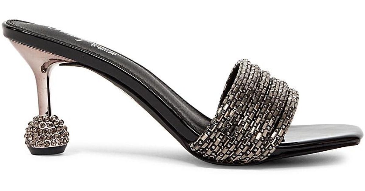 Union Sassy Rhinestone Heel Sandals in Black Lyst
