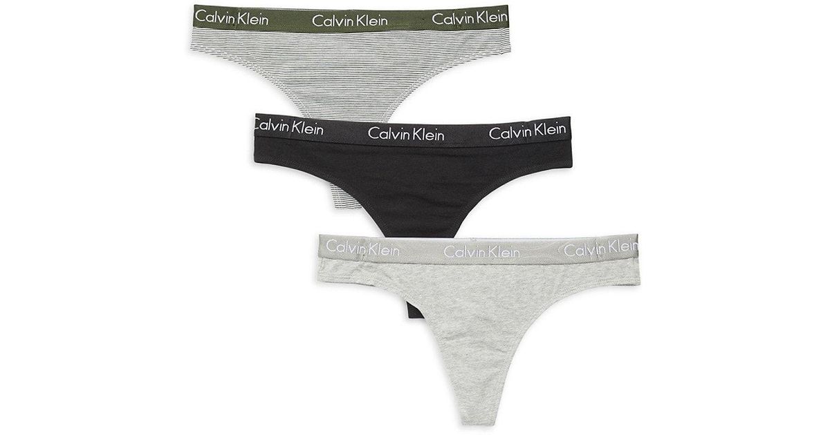 Calvin Klein 3-pack Stretch-cotton Thongs in White | Lyst