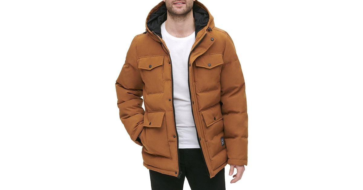 Levi s Four Pocket Hooded Parka in Brown for Men Lyst UK
