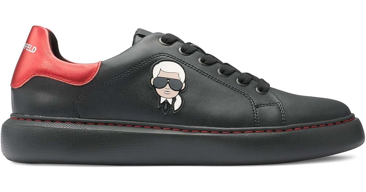 Karl Lagerfeld Karl Patch Leather Sneakers in Black for Men Lyst