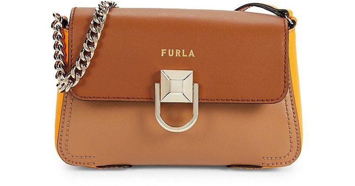 送関込み【FURLA】 Circe ショルダー MINI Furla Mini Circe Colorblock Leather Crossbody Bag in Brown