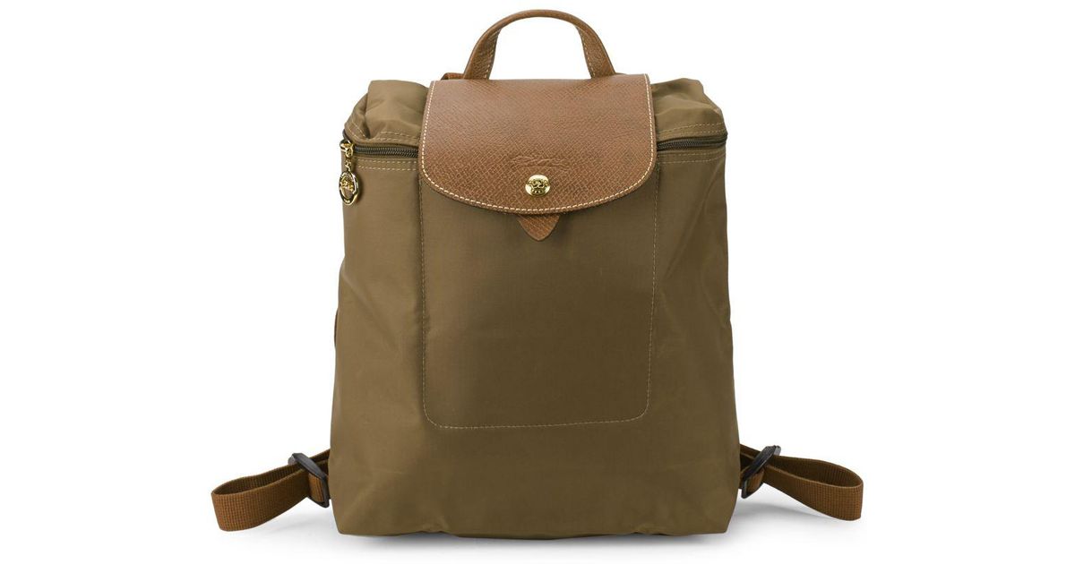 Pliage leather backpack Longchamp Beige in Leather - 32504404