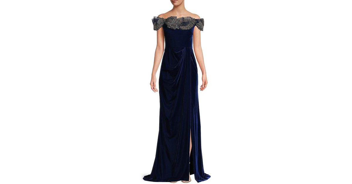 Marchesa Embellished Velvet Gown in Blue Lyst