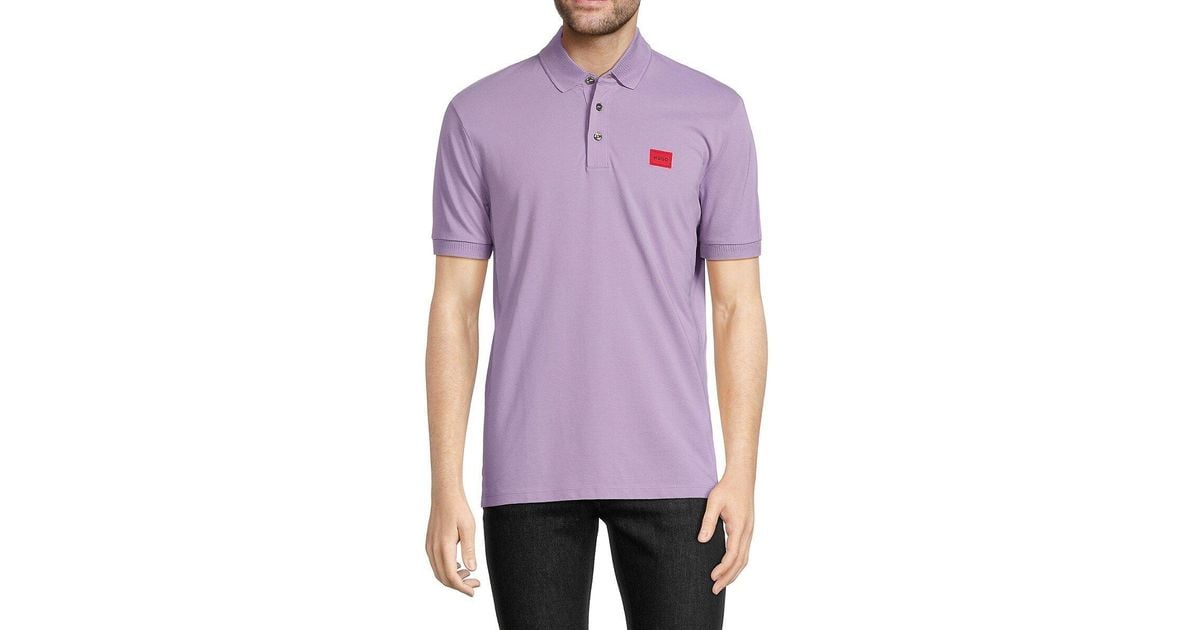 HUGO Dereso Box Logo Polo in Purple for Men | Lyst