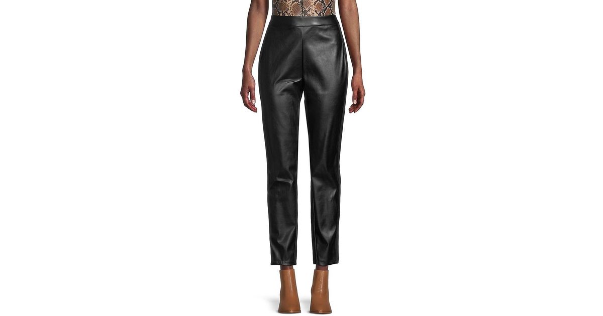 H Halston Faux Leather Pants in Black | Lyst