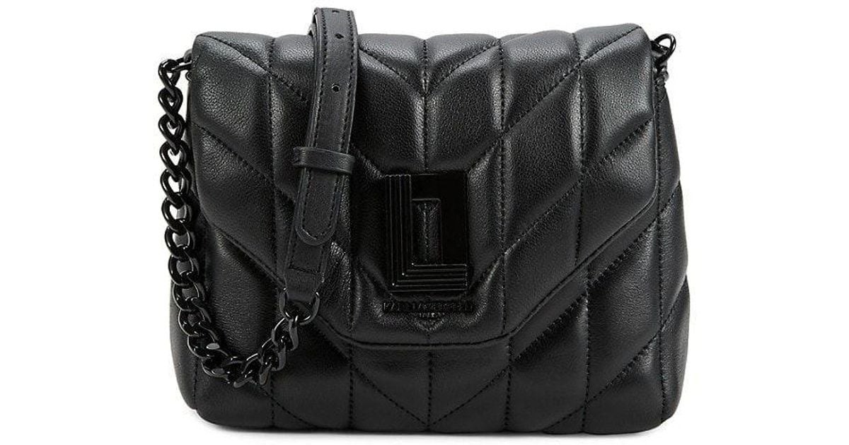 Karl Lagerfeld Small Lafayette Quilted Leather Crossbody Bag in Black