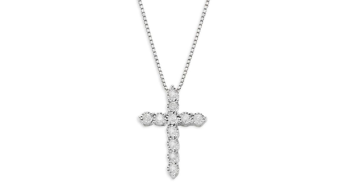 Effy ENY Sterling Silver & 0.24 Tcw Diamond Cross Pendant Necklace in Metallic Lyst Canada
