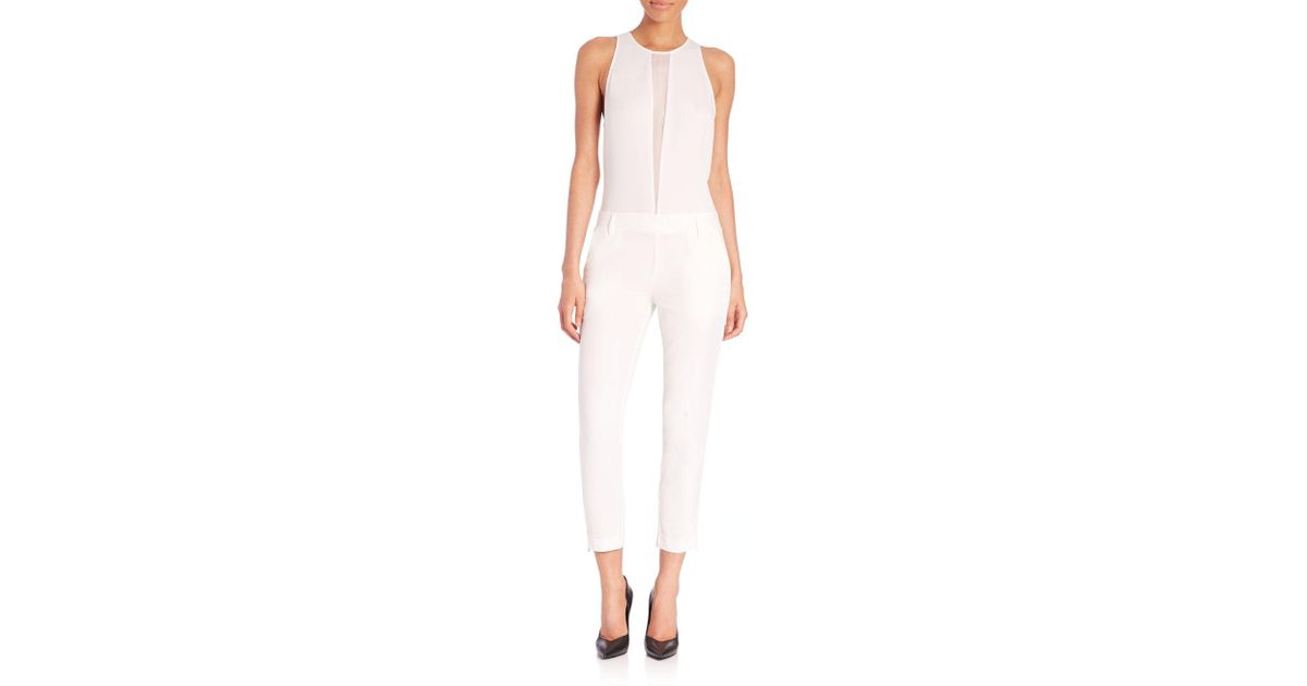 sleeveless tuxedo jumpsuit