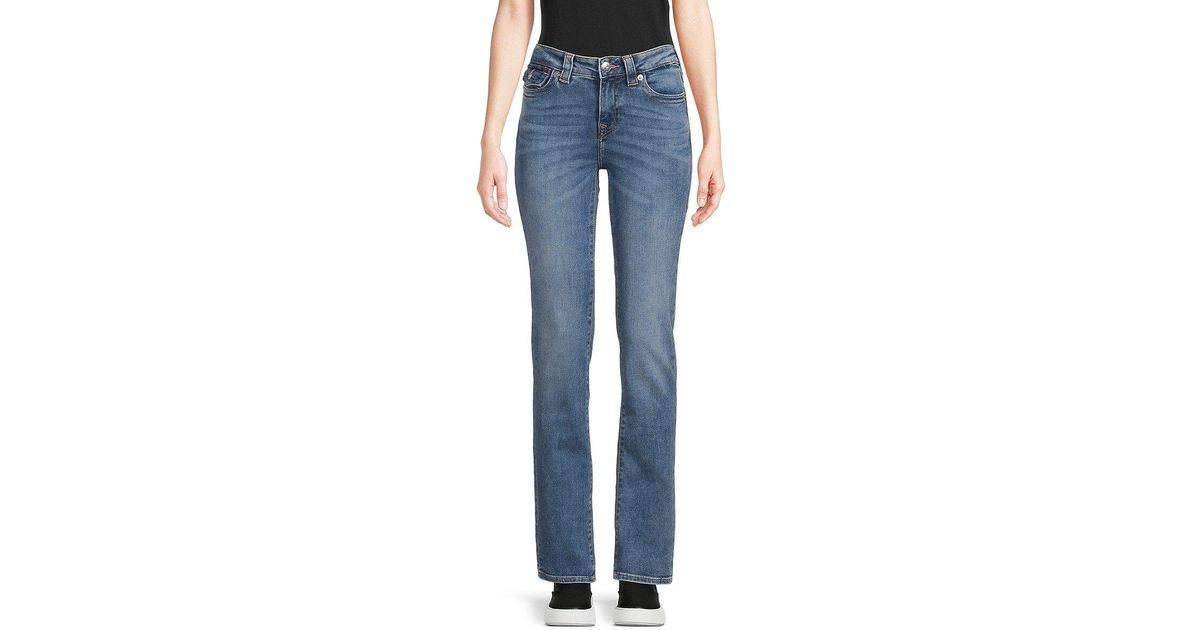 True Religion Billie Straight Fit Whiskered Jeans in Blue | Lyst