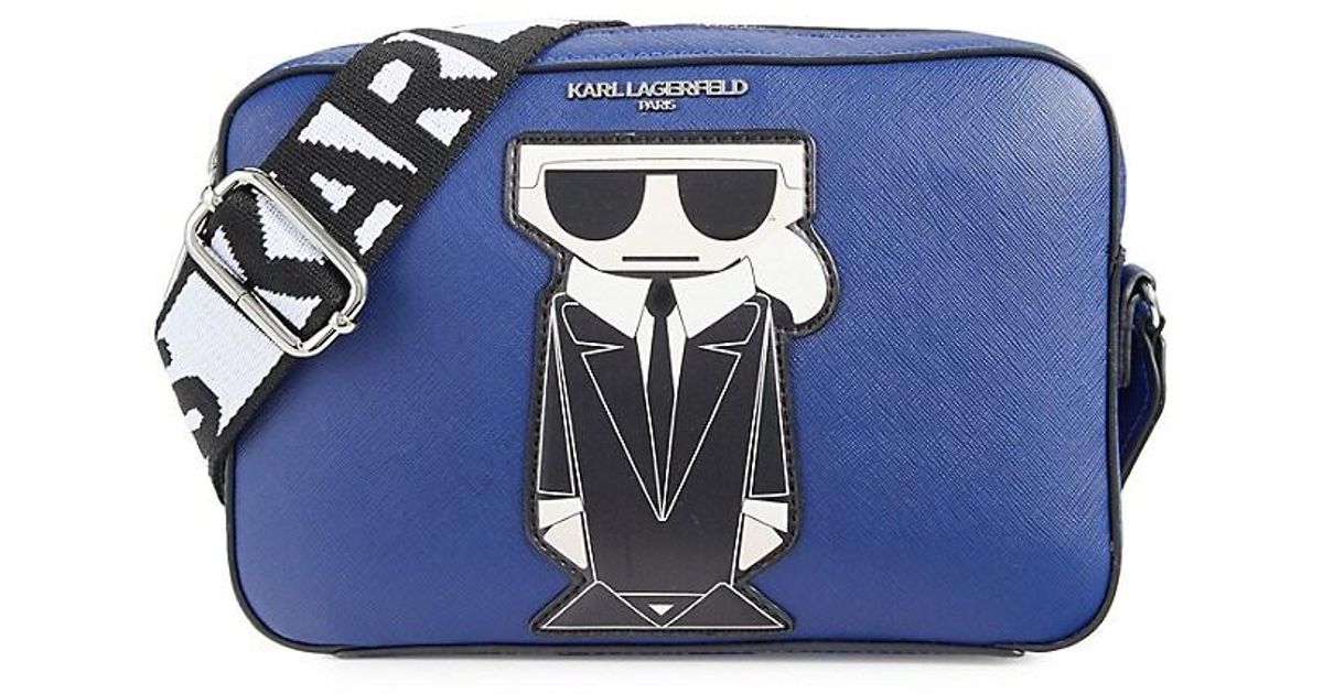 Karl Lagerfeld Maybelle Faux Leather Camera Crossbody Bag in Blue