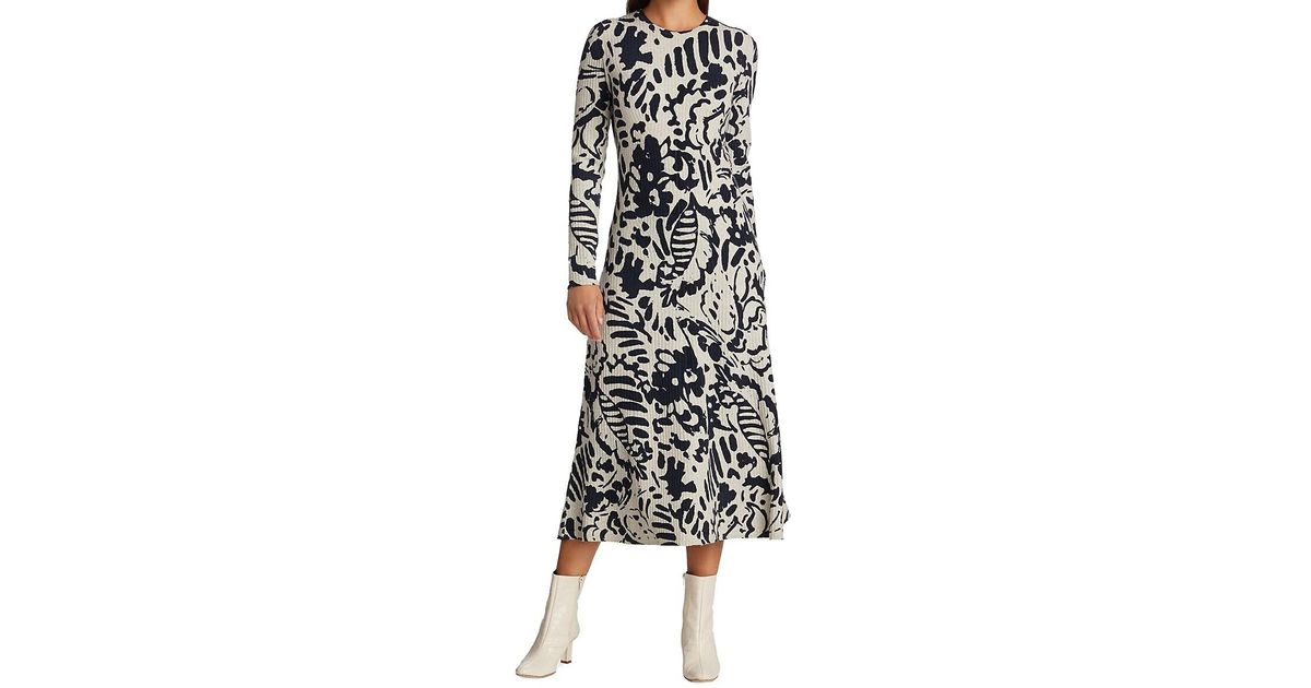 Tanya Taylor Odette Knit Midi Dress in Gray | Lyst