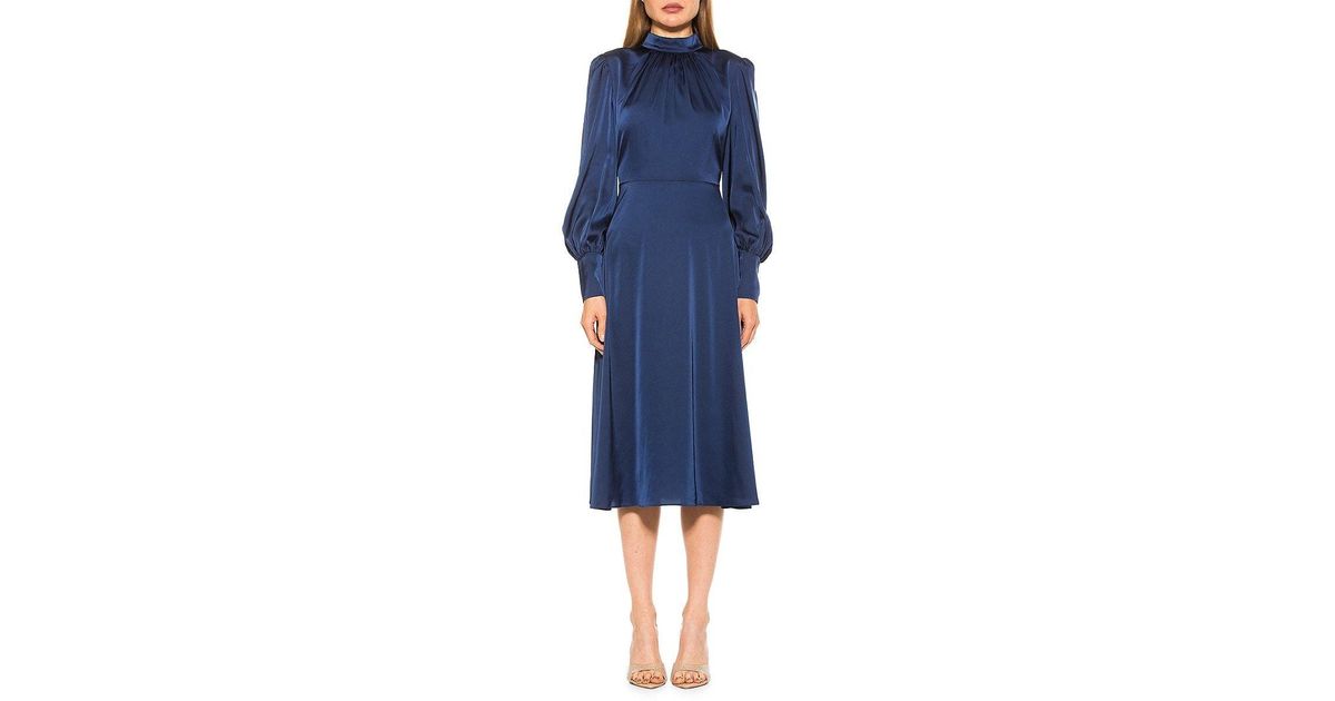 Alexia Admor Francy Bubble Sleeve Satin Dress in Blue Lyst