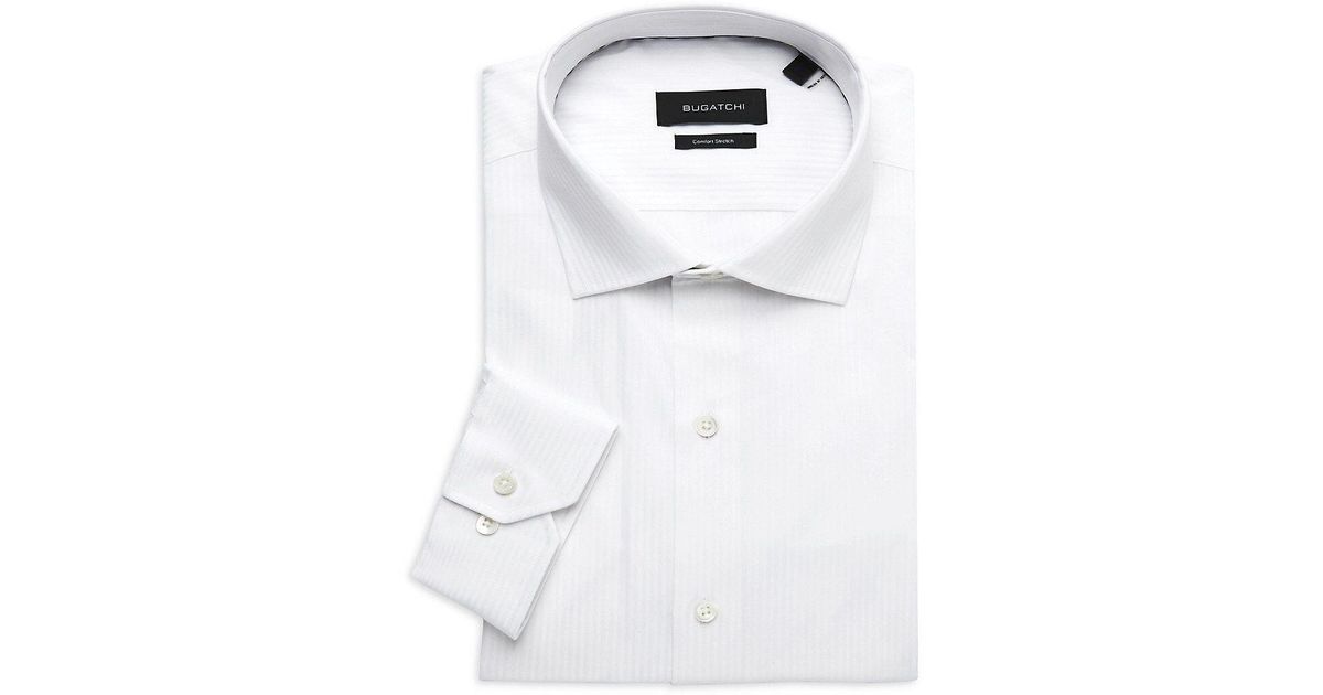 Bugatchi Slim Fit Striped Dress Shirt in White for Men Lyst