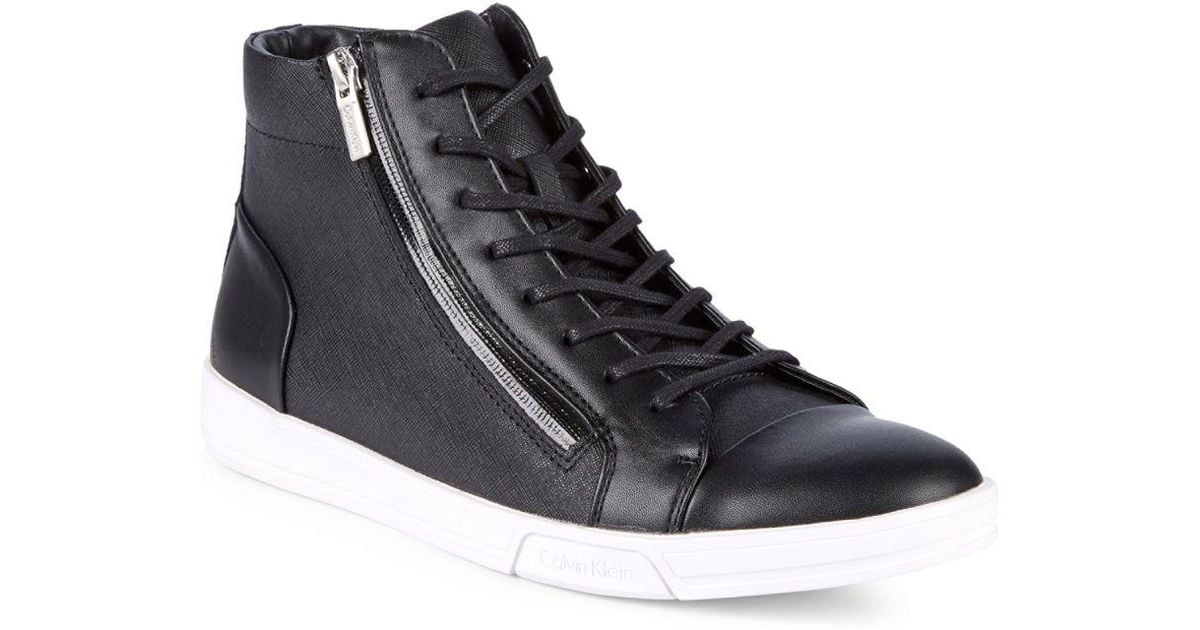 calvin klein black high top trainers