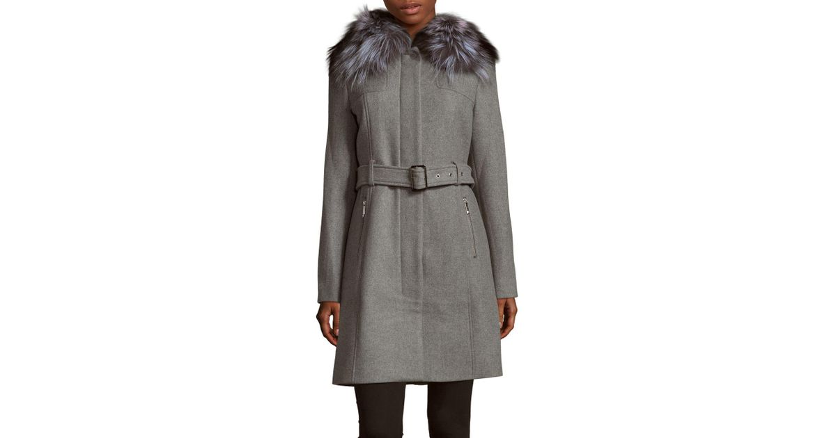 michael kors fur collar coat