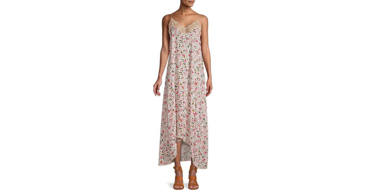 Zadig & Voltaire Risty Anemone Floral-print Slip Dress in Pink | Lyst