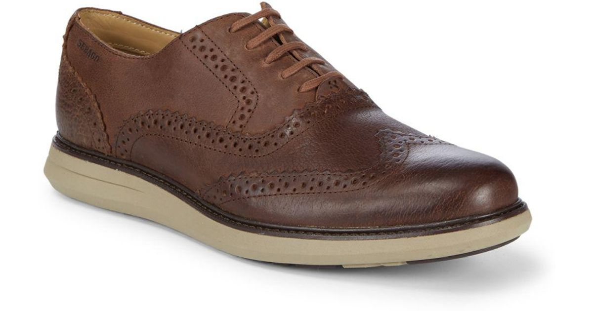 Sebago Leather Perforated Wingtip Shoes 