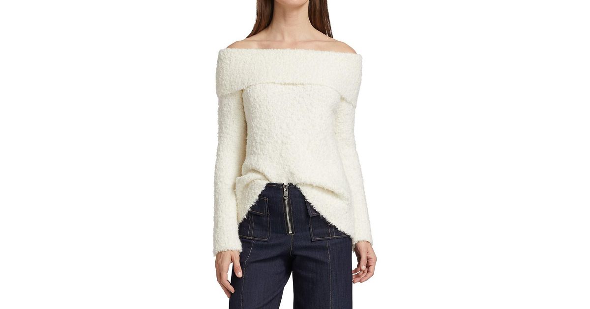 Cinq Ã Sept Synthetic Leya Off-the-shoulder Sweater in Ivory (White) | Lyst