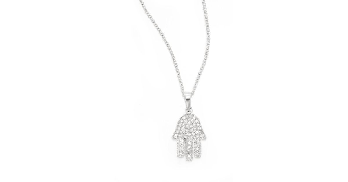 Effy Diamond 14k White Gold Hamsa Pendant Necklace Lyst - Effy Black And White Diamond Pendant Effy Diamond 14k White Gold Hamsa Pendant Necklace Lyst - Effy Black And White Diamond Pendant