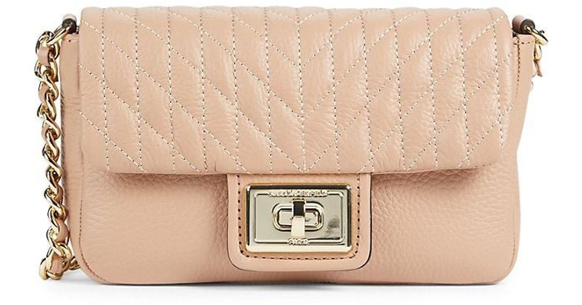 Karl Lagerfeld Mini Agyness Leather Crossbody Bag in Natural Lyst