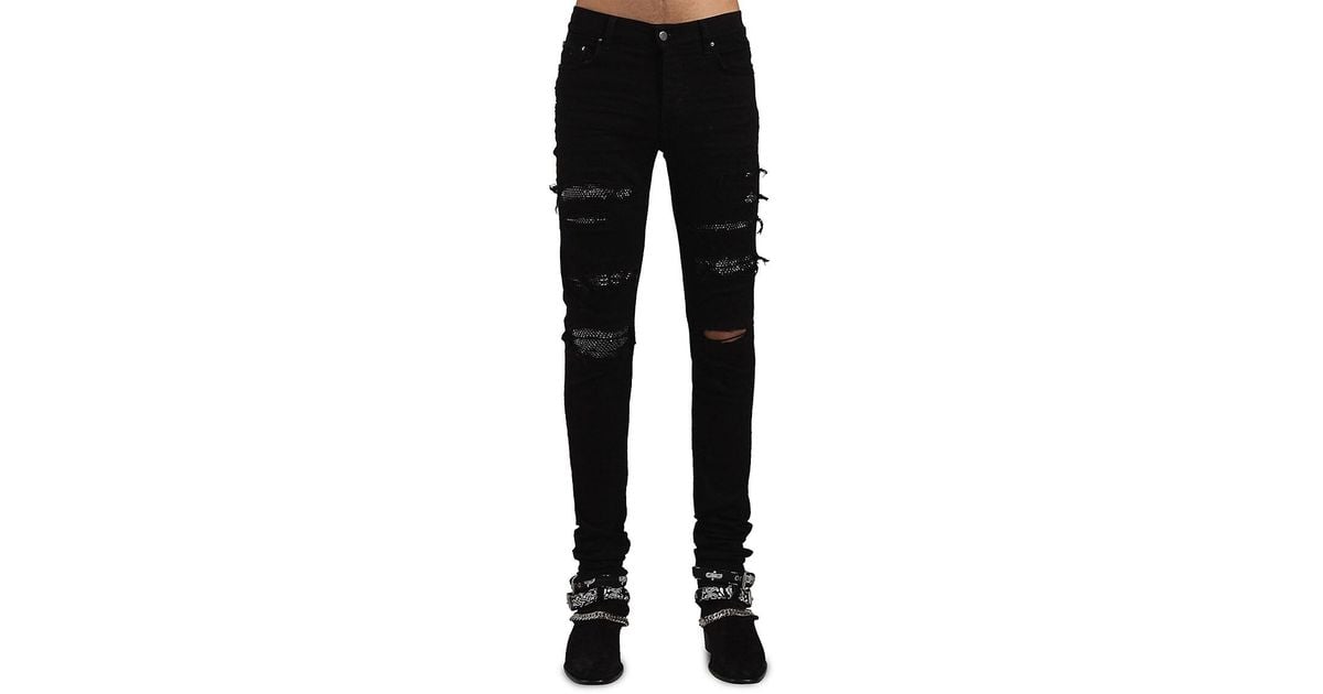Amiri Crystal Thrasher Jeans in Black for Men Lyst UK