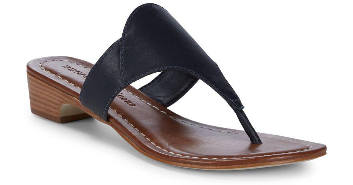 Bernardo Leather Gabriella Thong Sandals in Navy (Blue) - Lyst