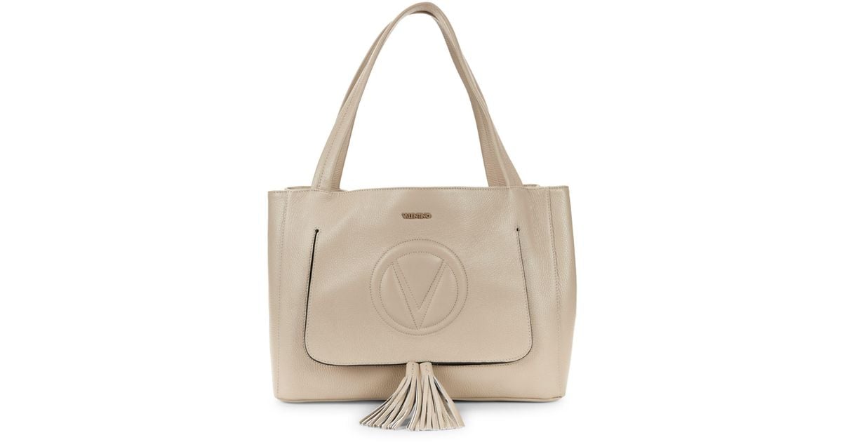 valentino ollie leather tassel tote