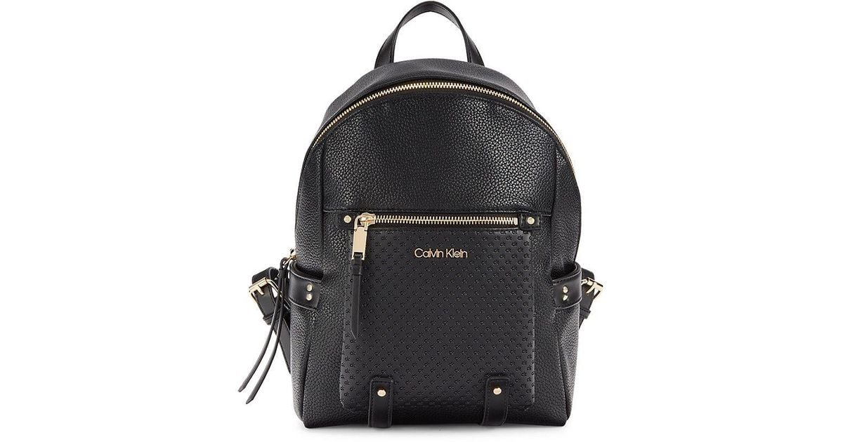 Calvin Klein Maya Faux Leather Backpack in Black | Lyst