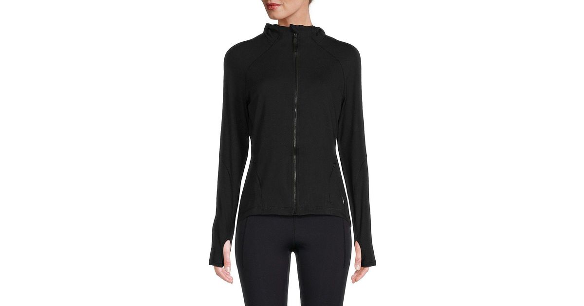 Spyder Hooded Zip Up Yoga Jacket in Black Lyst