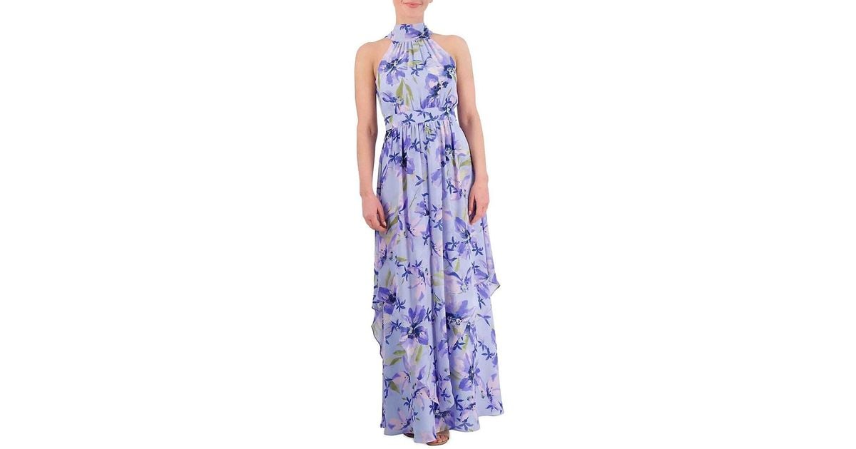 Eliza J Floral Mockneck Maxi Dress in Purple | Lyst