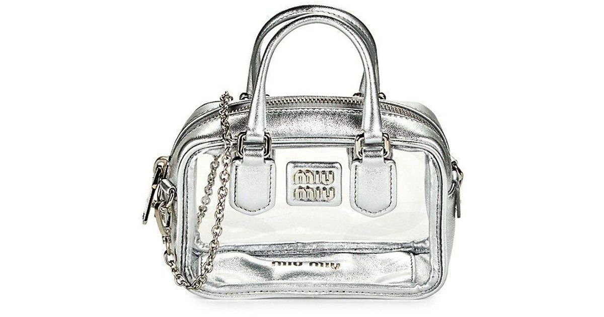 Miu Miu Mini Plexi Metallic & Clear Top Handle Bag Lyst