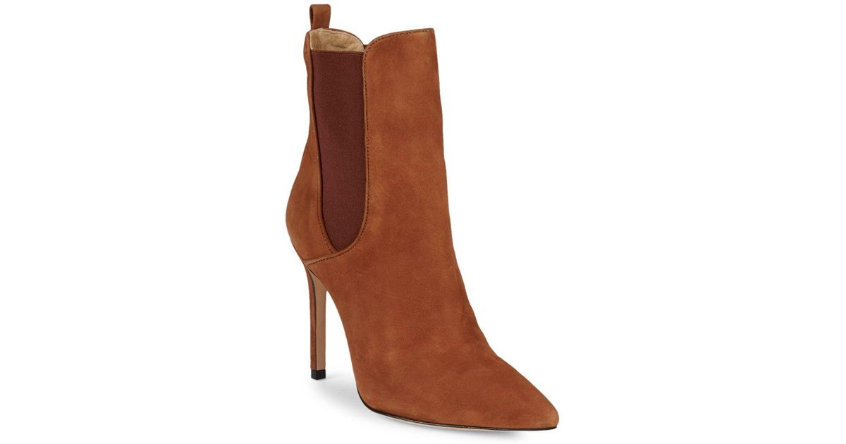 cognac booties with heel