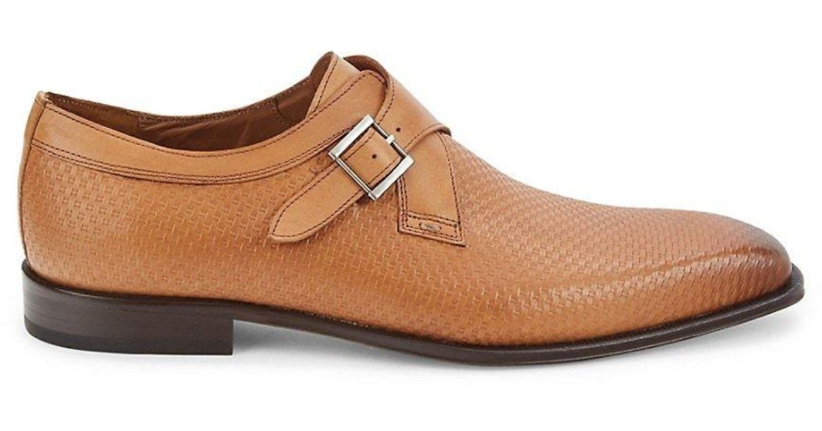 Mezlan Rocky Leather Single Monk Strap Shoes in Brown for Men Lyst