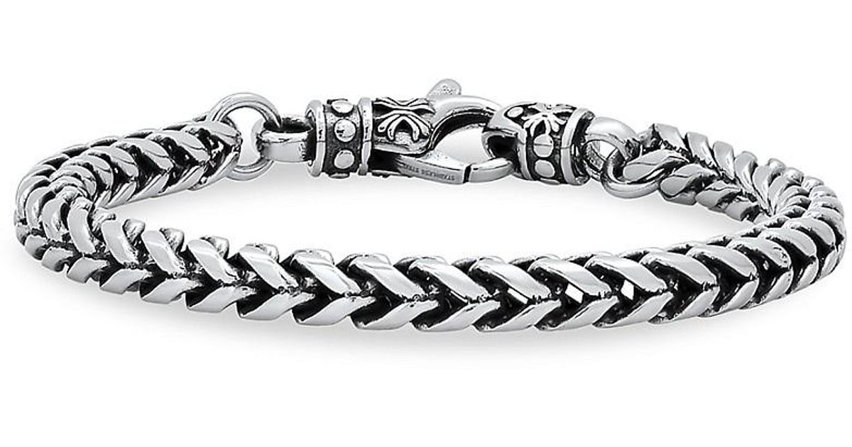 Anthony Jacobs Stainless Steel Wheat Chain Bracelet in Natural Lyst