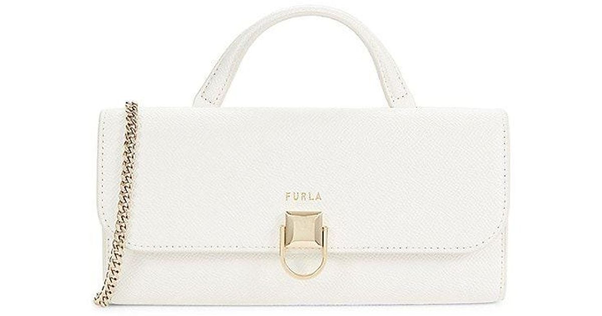 Furla Logo Leather Crossbody Bag in White Lyst