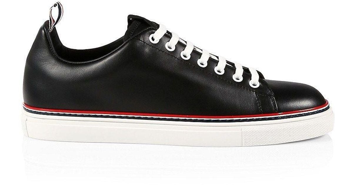 Thom Browne Leather Tennis Shoes in Black for Men Lyst