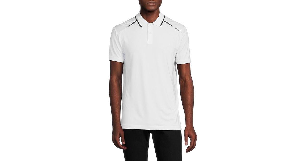 BOSS by HUGO BOSS Paddytech Tipped Polo in White for Men Lyst Canada