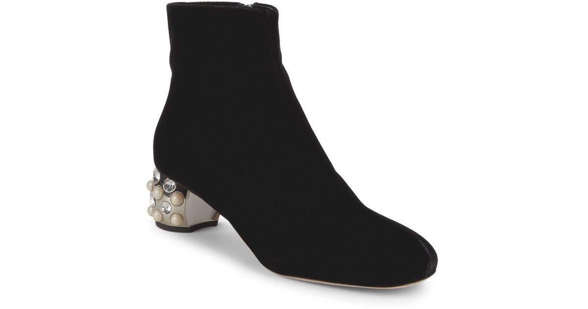 embellished heel boots