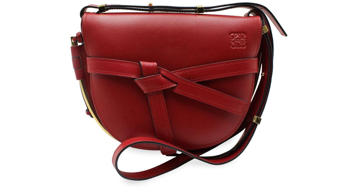 Loewe Gate Crossbody Bag In Red Leather Lyst