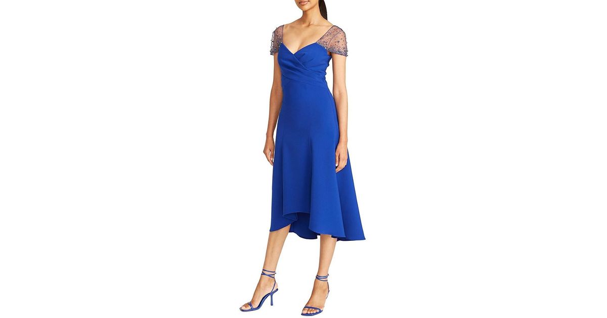 Theia Anette High Low Cocktail Dress In Blue Lyst