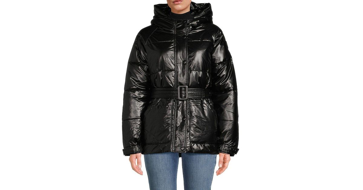 Noize Bonita Holographic Puffer Jacket in Black | Lyst