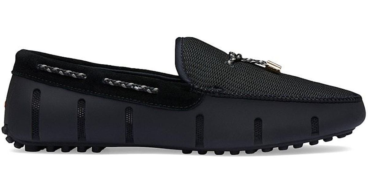 Saks Fifth Avenue Lacethrough Driver Loafers in Black Grey (Black) for