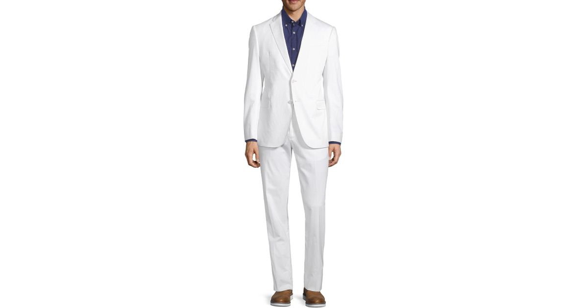 white armani suit