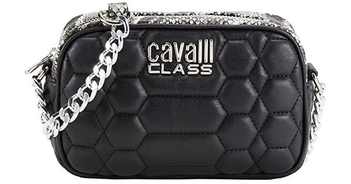 Class Roberto Cavalli Metallic Quilted Camera Crossbody Bag Lyst UK