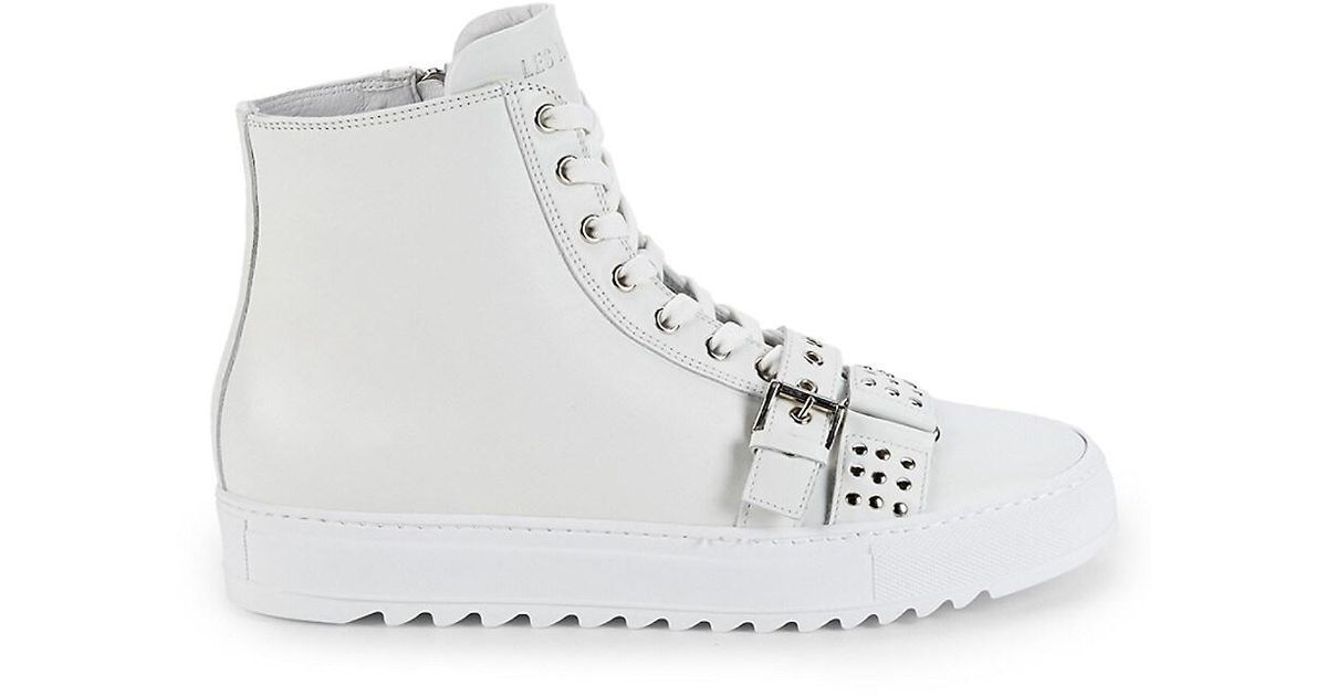 Les Hommes Studded Leather High-top 